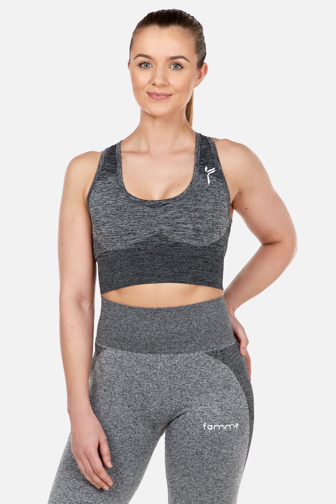 Grey Elevate Crop Top - for dame - Famme - Sports Bra